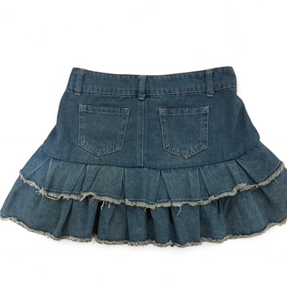 Denim Ruffle Mini Skirt - Picture 2 of 3
